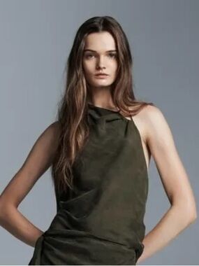 ✨Zara Olive Green Halter neckline Top Size L